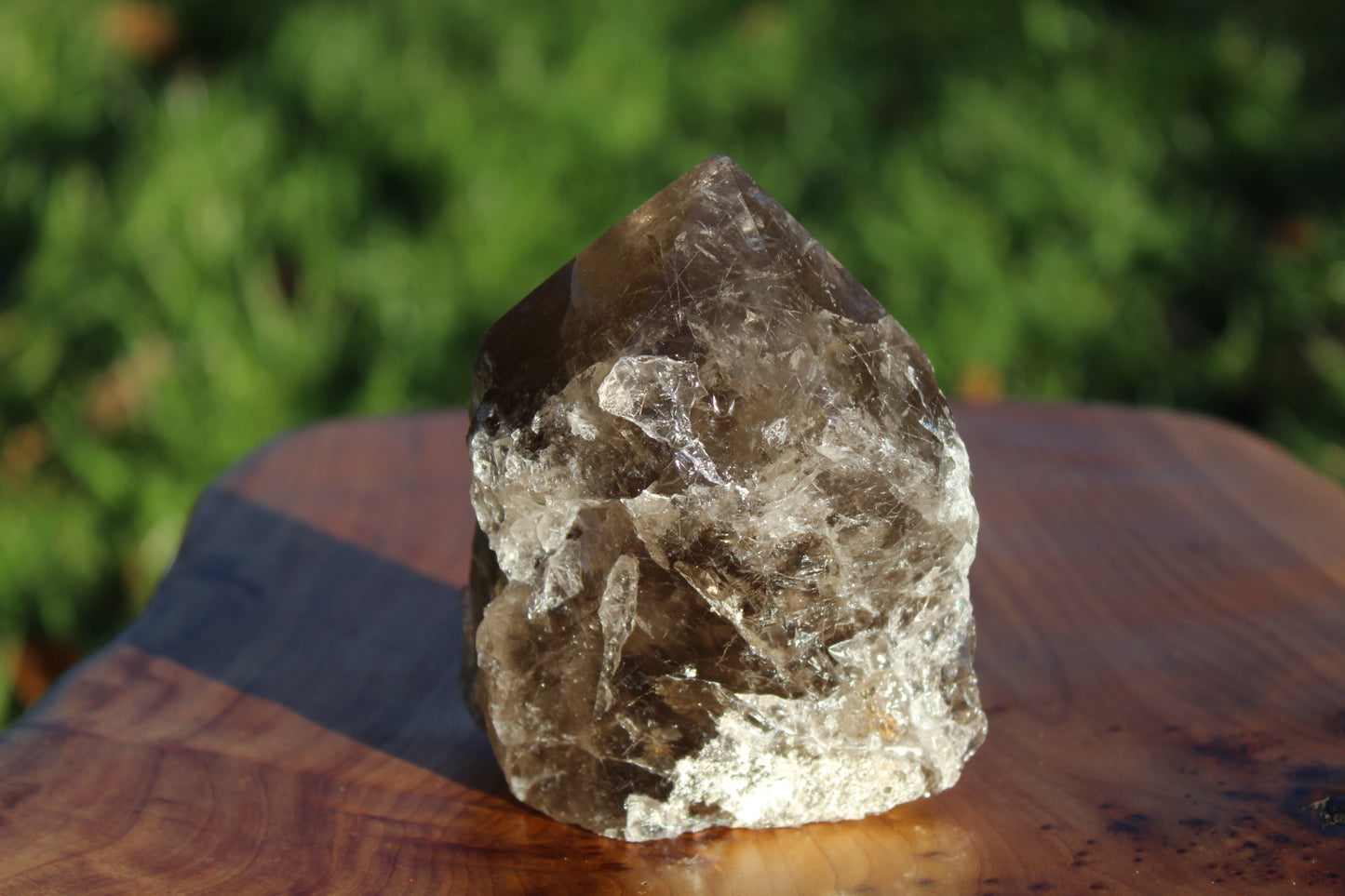Smokey Quartz Rough And Polished Point.