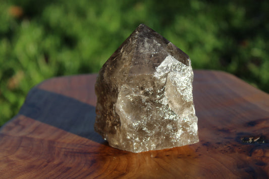 Smokey Quartz Rough And Polished Point.